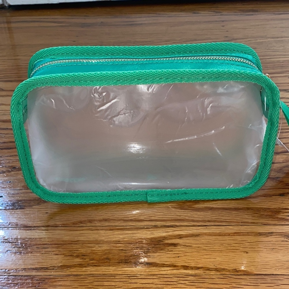 J crew Transparent Pouch with Green Trim